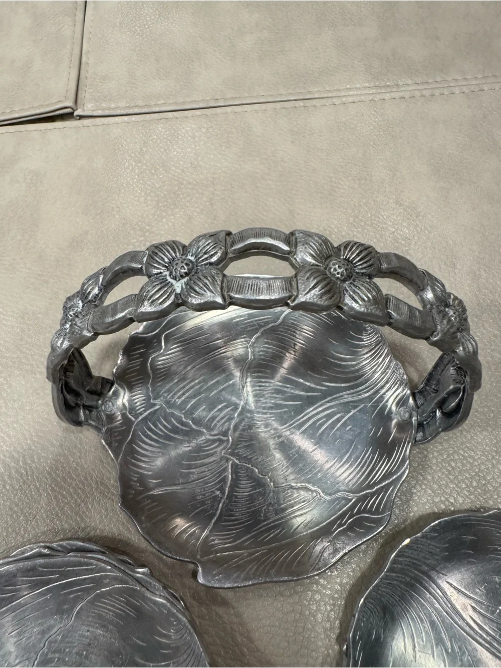 Vintage Aluminum Coasters and Caddy